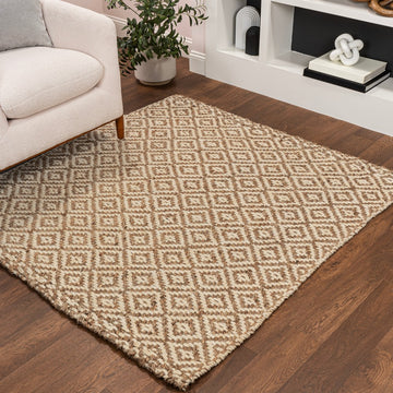 Hira Hand Woven Diamond Chunky Jute Area Rug